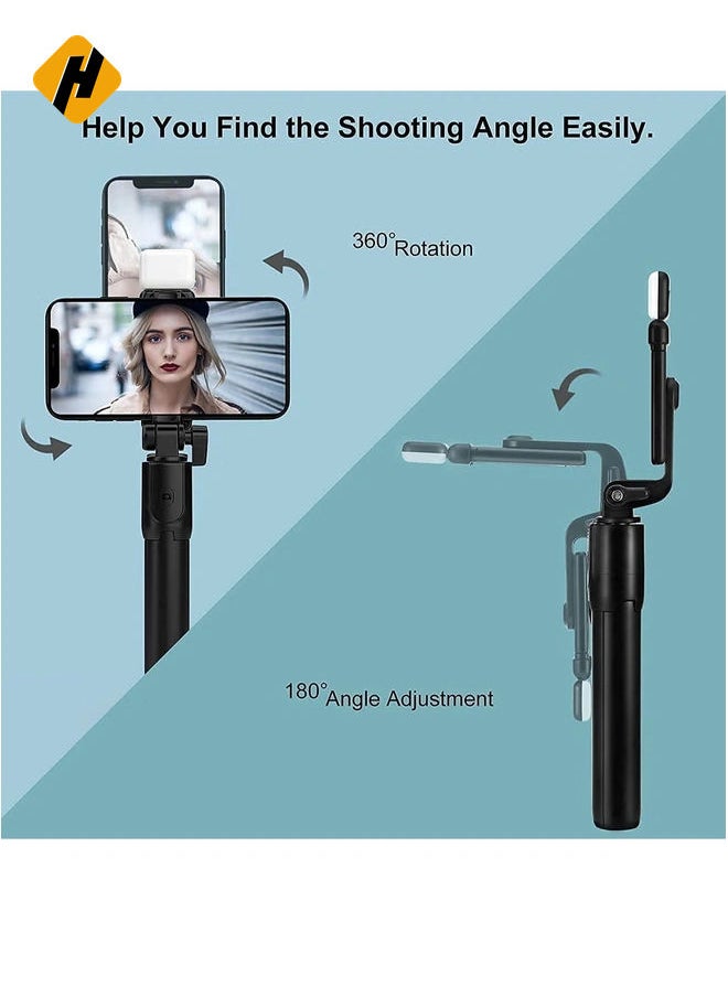 Bluetooth Selfie Sticks with Remote and Selfie Light, 3-in-1 Multifunctional Selfie Stick Tripod Stand Mobile Stand Compatible with All Phones