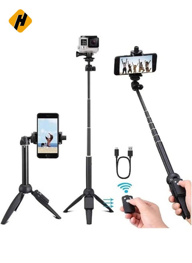 K20 Bluetooth 4.0 Wireless Selfie Stick Integrated Tripod for Smartphones, Black