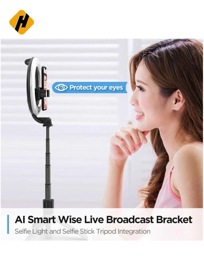 Selfie Ring Light Tripod Bluetooth Selfie Stick Cell Phone Holder LED Selfie Light Stand for Live Stream Photography