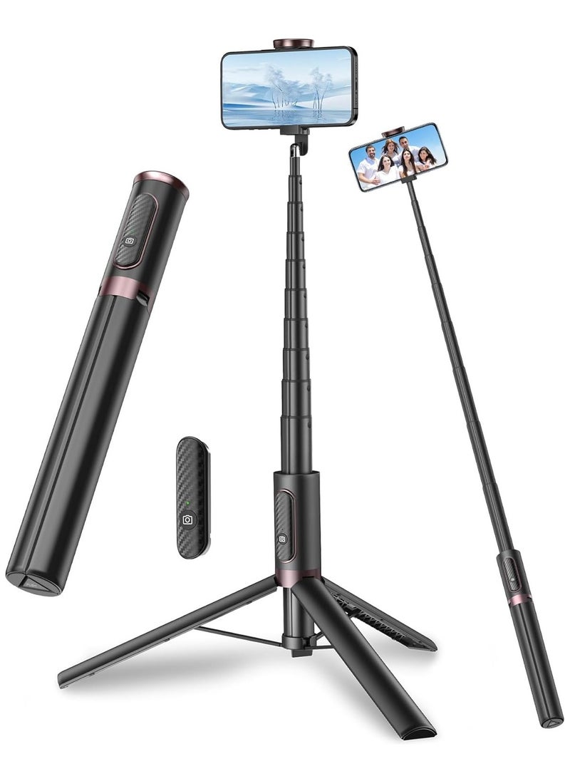 170cm Phone Tripod Selfie Stick – All-in-1 Phone Tripod Stand with Remote, Portable & Lightweight for Selfies, Live Streaming, Video Recording, Travel – Black