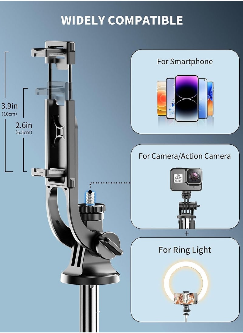 Selfie Stick 41.5cm Extendable Grip Travel Phone Tripod, Phone Camera Grip Handle iPhone Tripod with Detachable Remote, Mobile Stand with 2 Cold Shoe Mount for Video Recording, Pocket Size