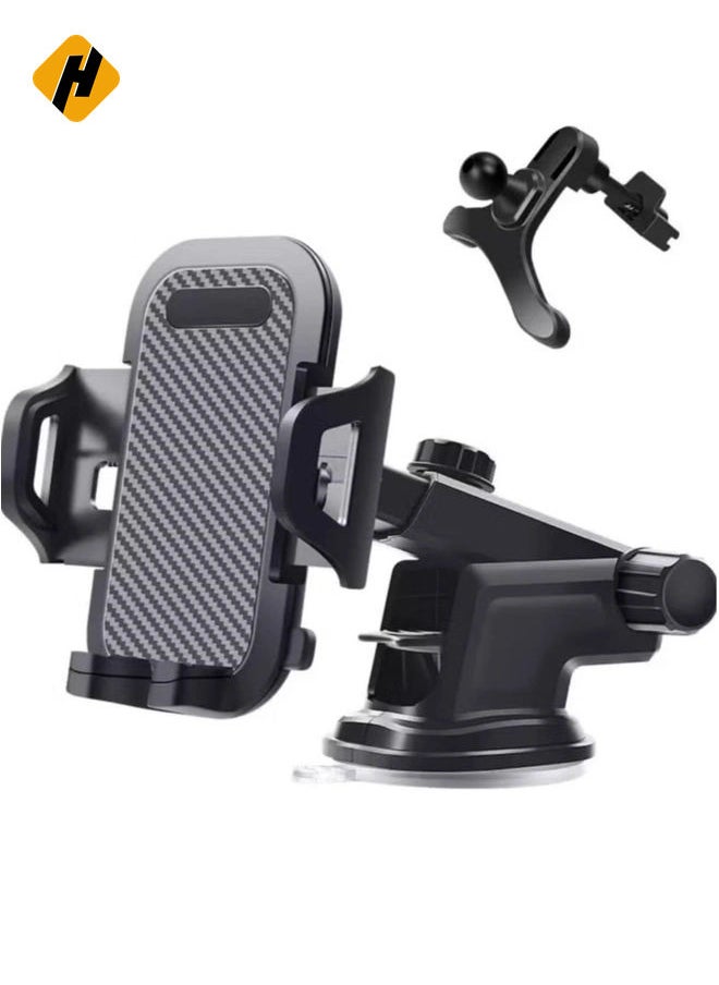 Car Phone Holder Mount, One Release Button, 3 in 1 For Air Mount Vent and Dashboard, Ultra Stable & Adjustable Smartphone Holder for iPhone, Samsung