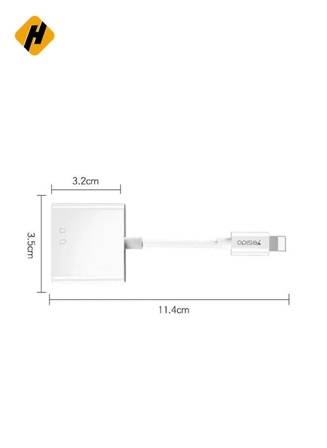 Yesido GS11 2 in 1 Multi-Function TF Card + SD Card to 8 Pin Converter Adapter