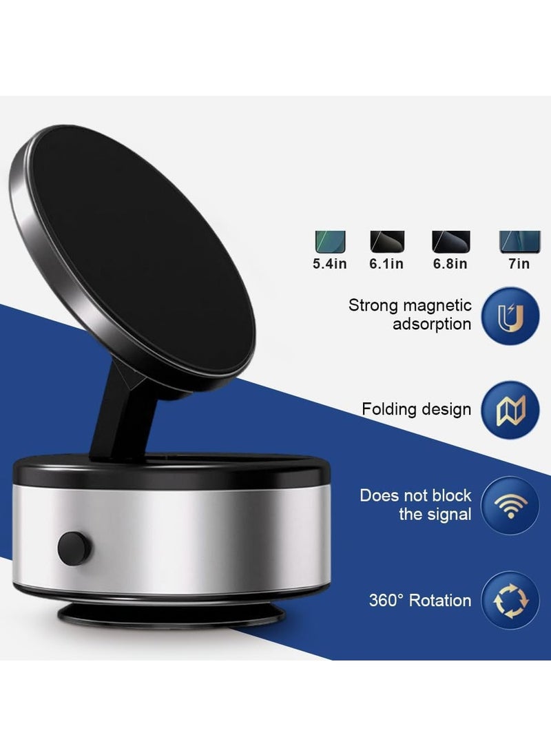 360° Rotatable Car Magnetic Phone Holder, Electric Magnetic Suction Car Phone Mount, Universal Magnetic Car Mount Ultra (Silvery) – Strong Grip, Easy Installation, Perfect for All Smartphones