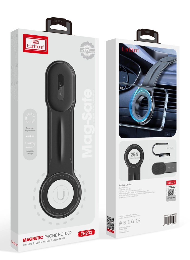 Magnetic Car Phone Holder: Strong Base & Foldable Design for Samsung and All Smartphones