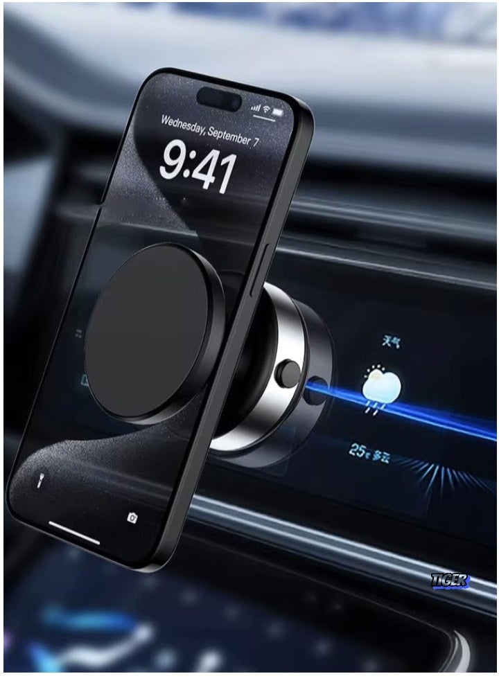 Magnetic Suction Phone Holder for Car, Mirror, and Gym - 360° Rotation (Silver)