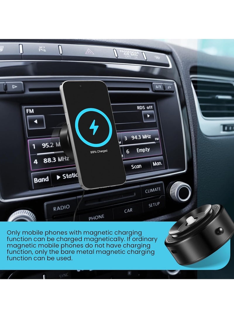 Vacuum Suction Magnetic Car Phone Holder – 2.5 x 0.8 Inch Rechargeable Suction Mount, 360° Rotatable, Compatible with iPhone 12/13/14/15, Universal Cell Phone Magnet Mount