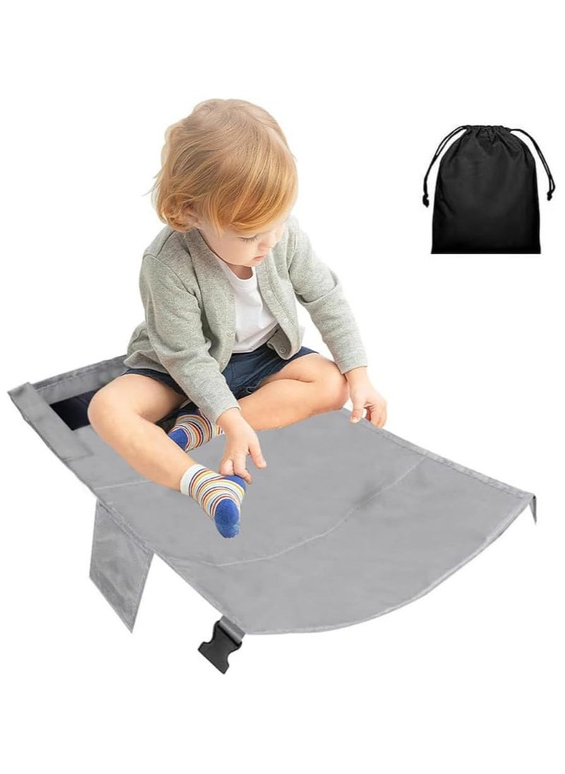 Toddler Aircraft Bed with Side Pocket Child Seat Extender Portable Toddler Airplane Travel Bed Kid Leg Rest Baby Portable Plane Bed Foot Rest for Flights. (Grey)