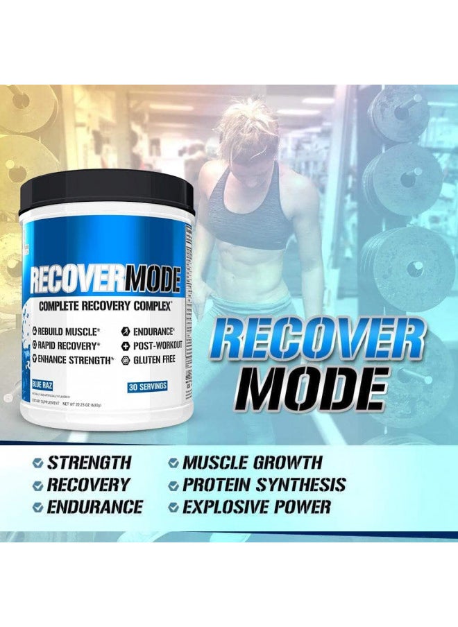 Evlution Nutrition Recover Mode- Complete Post Workout with BCAAs, Immunity Support, Vitamin C, D & E, Electrolytes, Hydration, Creatine, Glutamine, Beta-Alanine, L-Carnitine, 30 Serve, Blue Raz