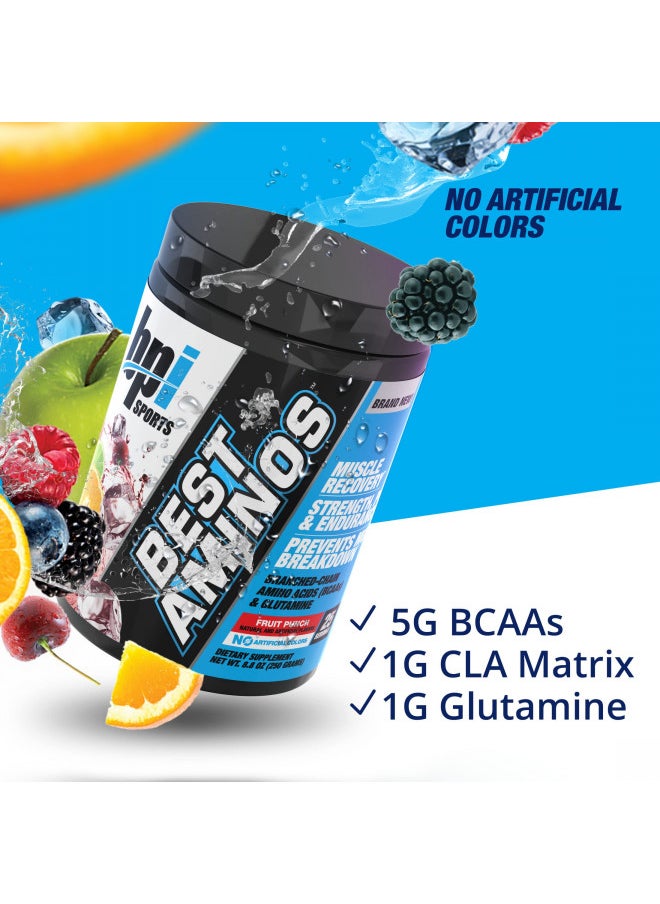 BPI Sports Best Aminos - BCAA Powder Post Workout & Glutamine Recovery Drink with Branched Chain Amino Acids for Hydration & Recovery, for Men & Women - Fruit Punch - 25 Servings