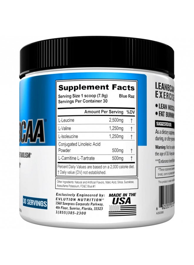 Evlution Stimulant Free Lean BCAA Powder Nutrition BCAAs Amino Acids Powder with CLA Carnitine and 2:1:1 Branched Chain Amino Acids Supports Muscle Recovery Fat Burn and Metabolism - Blue Raz