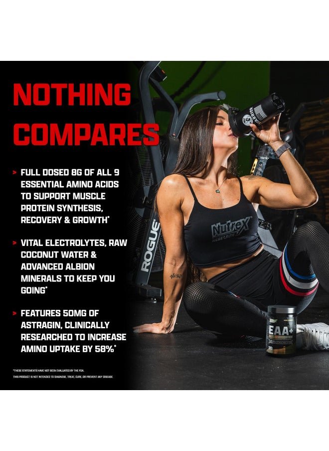 Nutrex Research EAA Hydration | EAAs + BCAA Powder | Muscle Recovery, Strength, Muscle Building, Endurance | 8G Essential Amino Acids + Electrolytes | Blueberry Lemonade 30 Servings