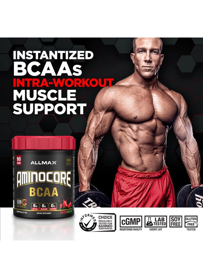 ALLMAX Nutrition AMINOCORE BCAA Powder, 8.18 Grams of Amino Acids, Intra and Post Workout Recovery Drink, Gluten Free, Watermelon, 315 g