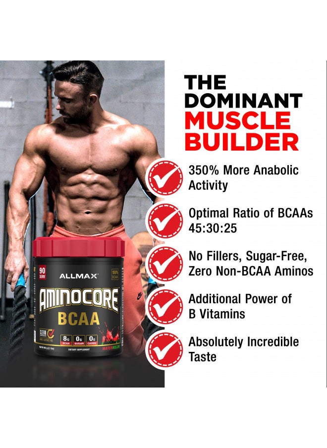 ALLMAX Nutrition AMINOCORE BCAA Powder, 8.18 Grams of Amino Acids, Intra and Post Workout Recovery Drink, Gluten Free, Fruit Punch, 315 g