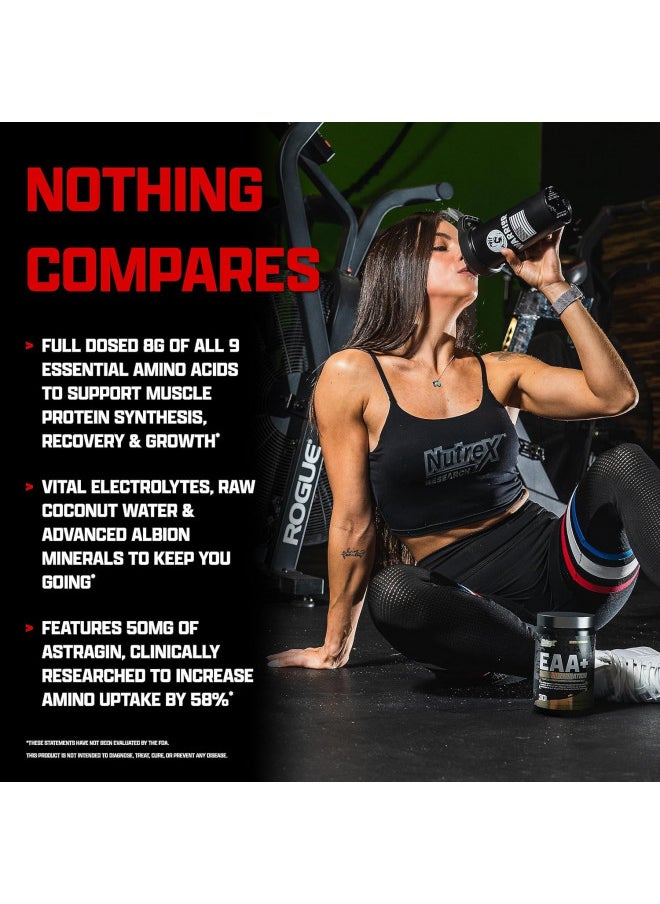 Nutrex Research EAA Hydration | EAAs + BCAAs Powder | Muscle Recovery, Strength, Muscle Building, Endurance | 8G Essential Amino Acids + Electrolytes | Blood Orange Flavor 30 Serving