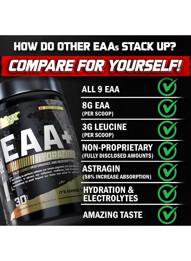 Nutrex Research EAA Hydration | EAAs + BCAAs Powder | Muscle Recovery, Strength, Muscle Building, Endurance | 8G Essential Amino Acids + Electrolytes | Blood Orange Flavor 30 Serving