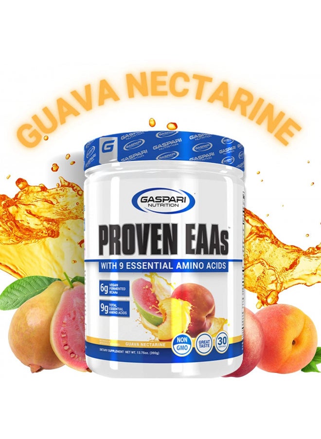 Gaspari Nutrition Proven EAAs, Vegan Fermented EAAs, Enhances Recovery & Replenishes Electrolytes, Non GMO (30 Servings, Guava Nectarine)