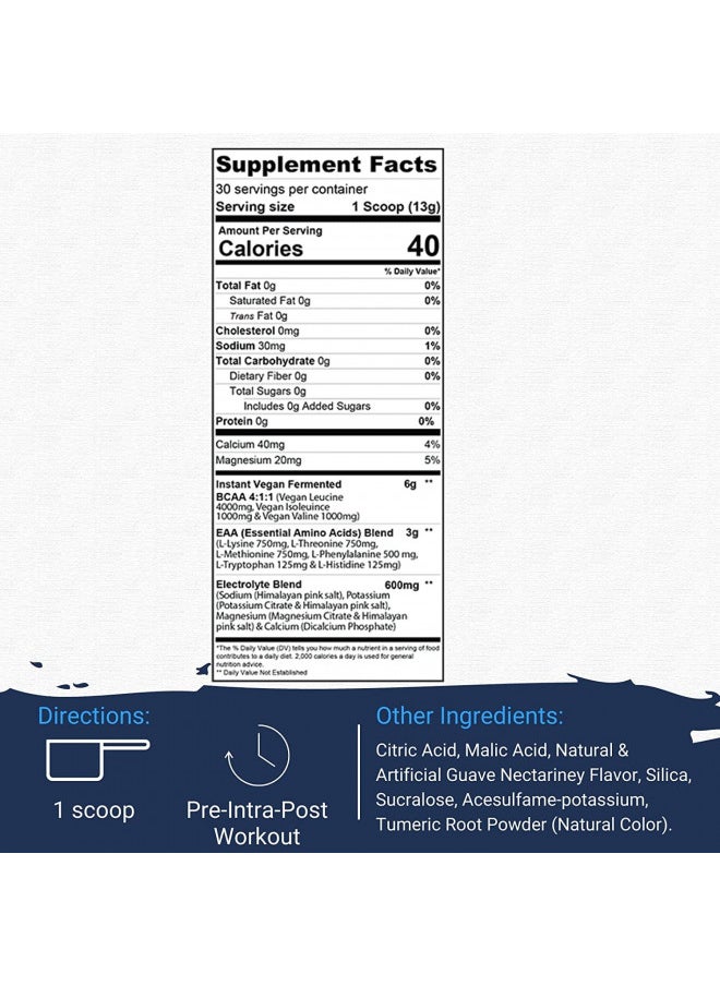 Gaspari Nutrition Proven EAAs, Vegan Fermented EAAs, Enhances Recovery & Replenishes Electrolytes, Non GMO (30 Servings, Guava Nectarine)