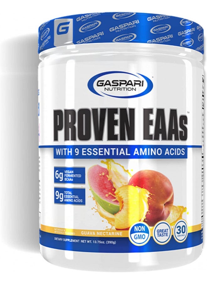 Gaspari Nutrition Proven EAAs, Vegan Fermented EAAs, Enhances Recovery & Replenishes Electrolytes, Non GMO (30 Servings, Guava Nectarine)