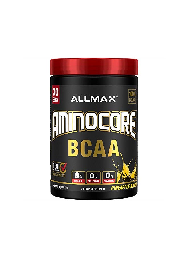 ALLMAX Nutrition AMINOCORE BCAA Powder, 8.18 Grams of Amino Acids, Intra and Post Workout Recovery Drink, Gluten Free (Pineapple Mango, 315 Grams)