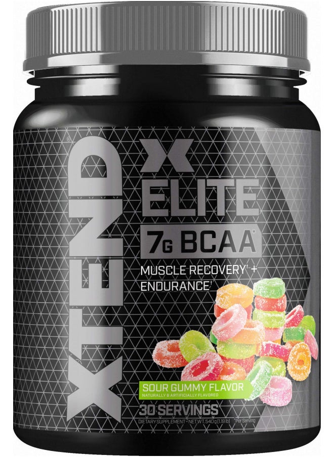 XTEND Elite BCAA Powder Sour Gummy | Sugar Free Post Workout Muscle Recovery Drink with Amino Acids | 7g BCAAs for Men & Women| 30 Servings