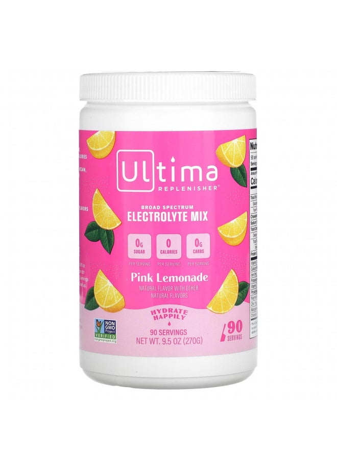 Ultima Replenisher Hydration Electrolyte Powder- 90 Servings- Keto & Sugar Free- Feel Replenished, Revitalized- Naturally Sweetened- Non- GMO & Vegan Electrolyte Drink Mix- Pink Lemonade