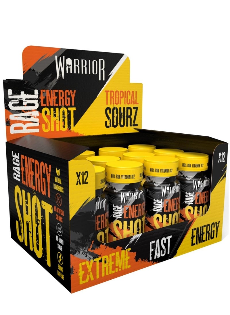 WARRIOR RAGE ENERGY SHOT TROPICAL SOURZ 60G*12