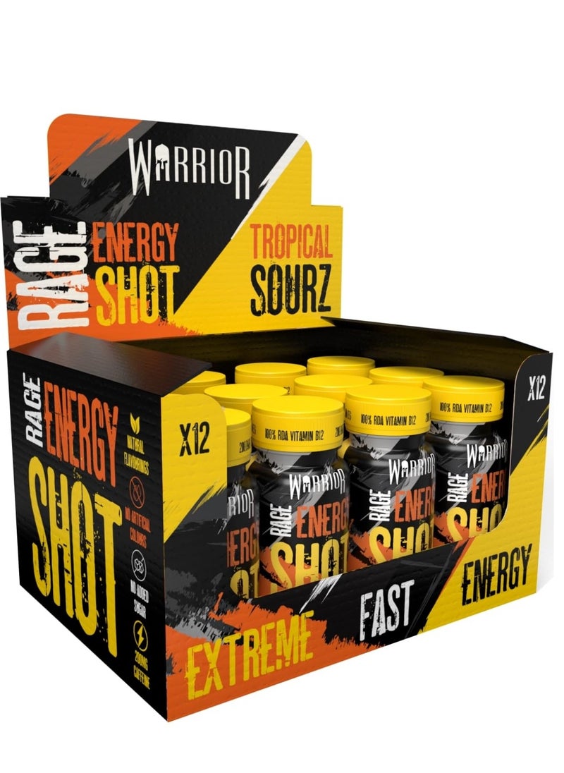 WARRIOR RAGE ENERGY SHOT TROPICAL SOURZ 60G*12