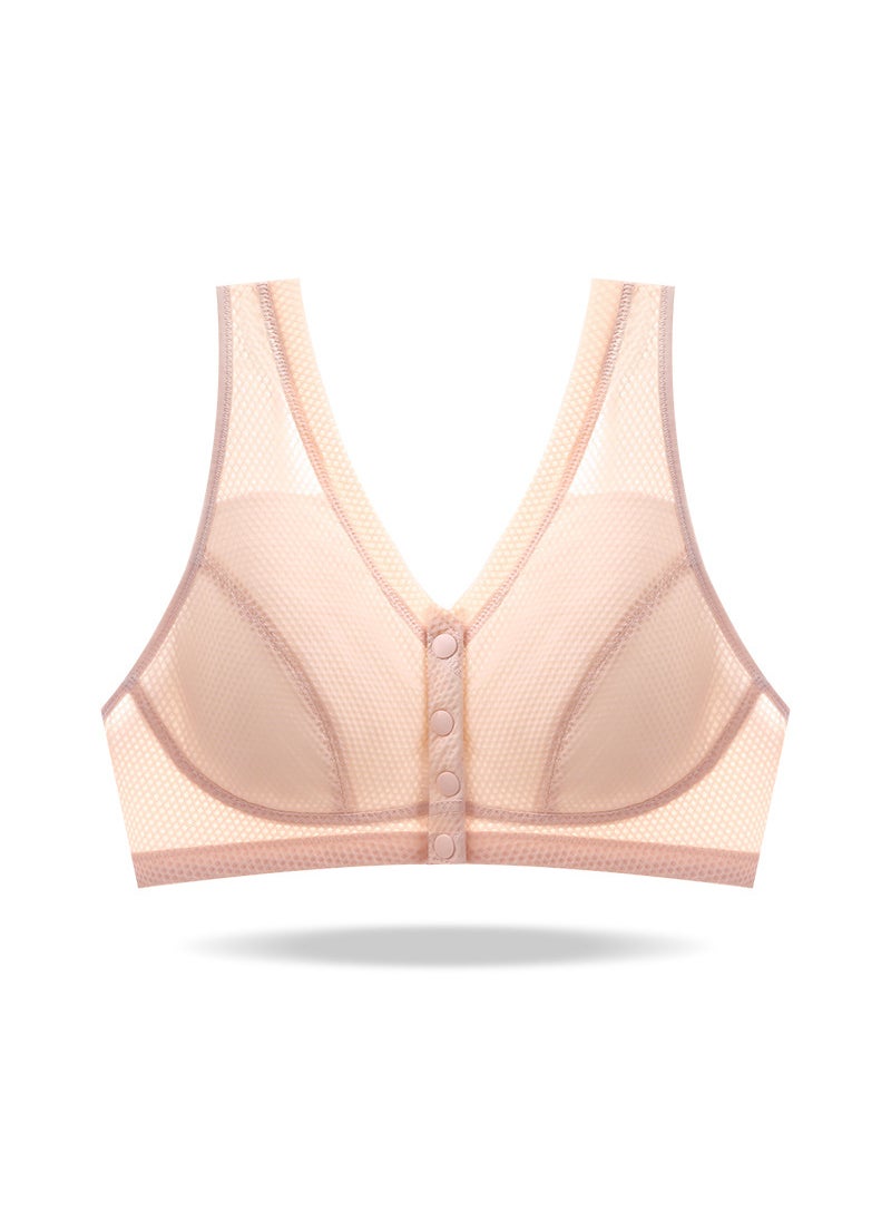 1 x 5 pcs Breathable Summer Vest Bra for Mature Women Skin color