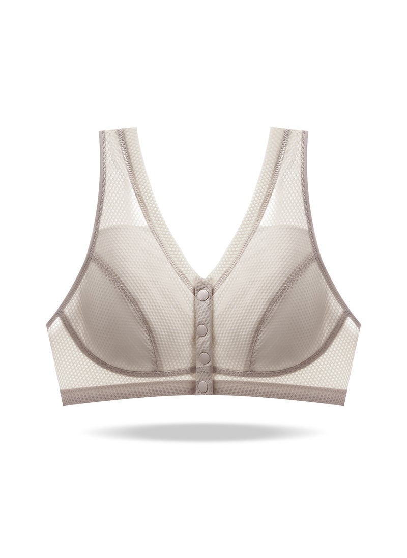 1 x 5 pcs Breathable Summer Vest Bra for Mature Women Gray