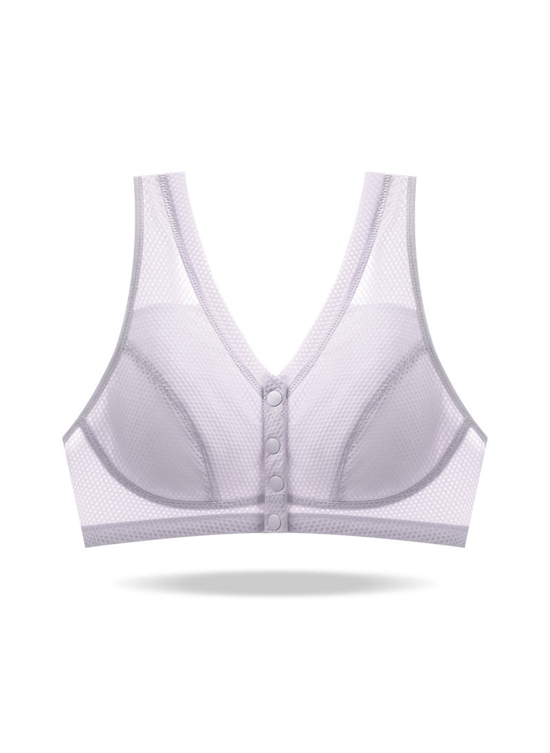 1 x 5 pcs Breathable Summer Vest Bra for Mature Women Fog purple