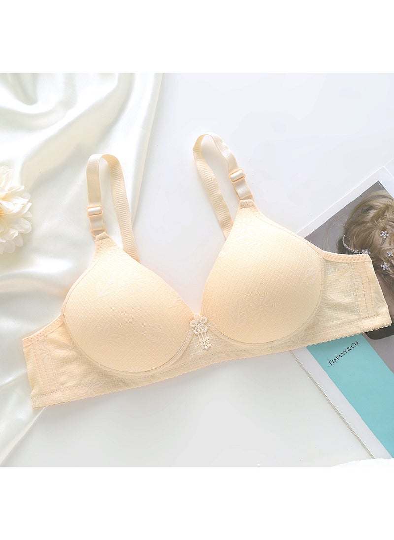 1 x 5 pcs Breathable Plus Size Wireless Bra for Elderly Women Skin color