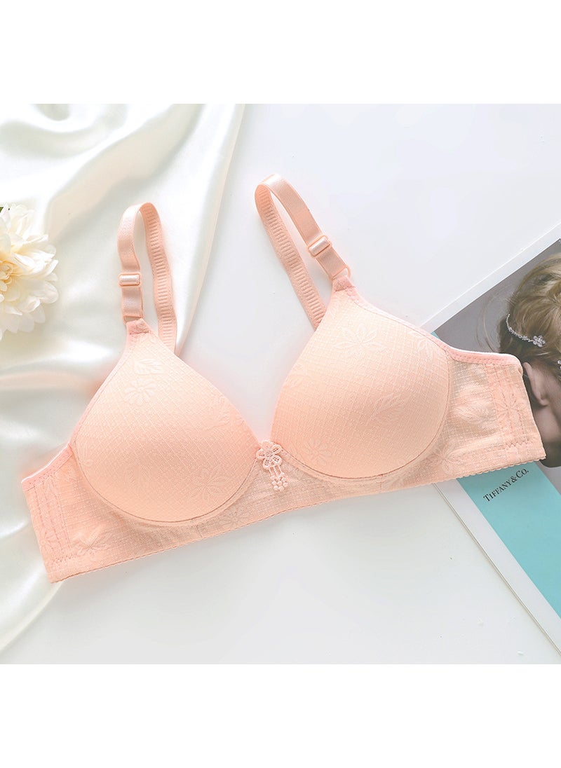 1 x 5 pcs Breathable Plus Size Wireless Bra for Elderly Women Shrimp Red