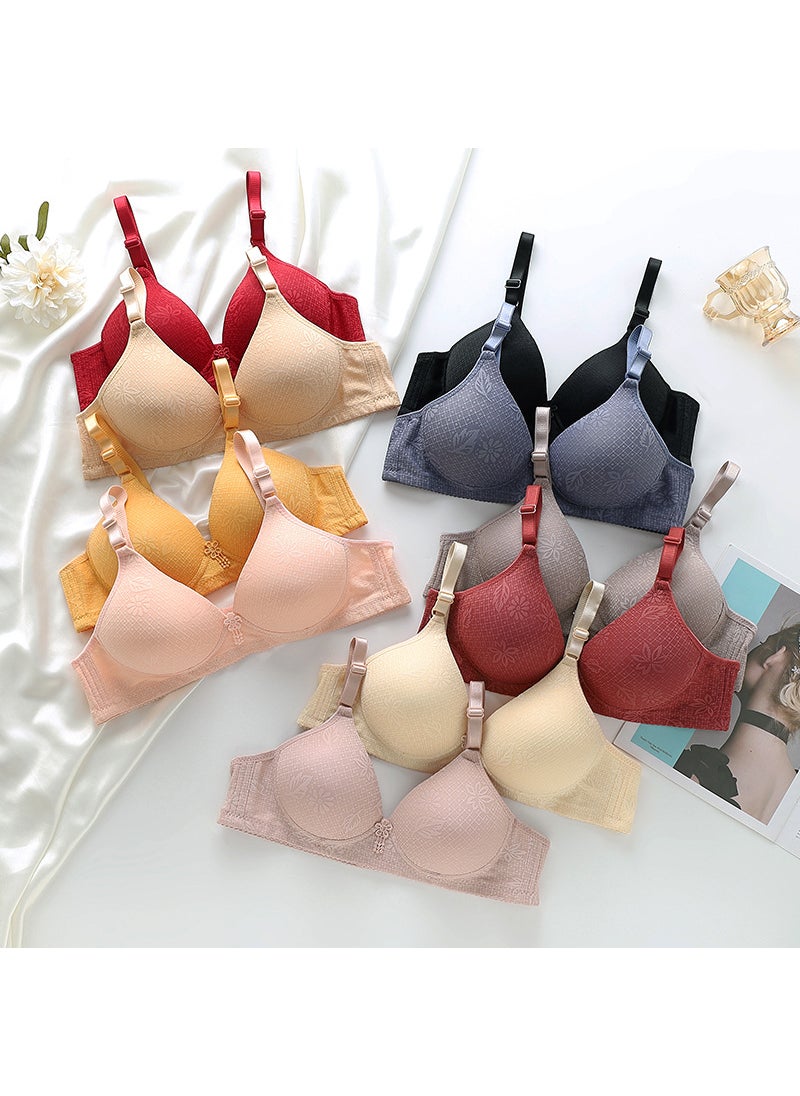 1 x 5 pcs Breathable Plus Size Wireless Bra for Elderly Women Mixed color [random color]]