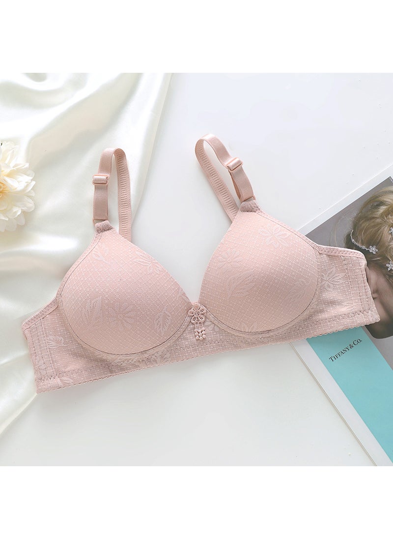 1 x 5 pcs Breathable Plus Size Wireless Bra for Elderly Women Cameo Brown