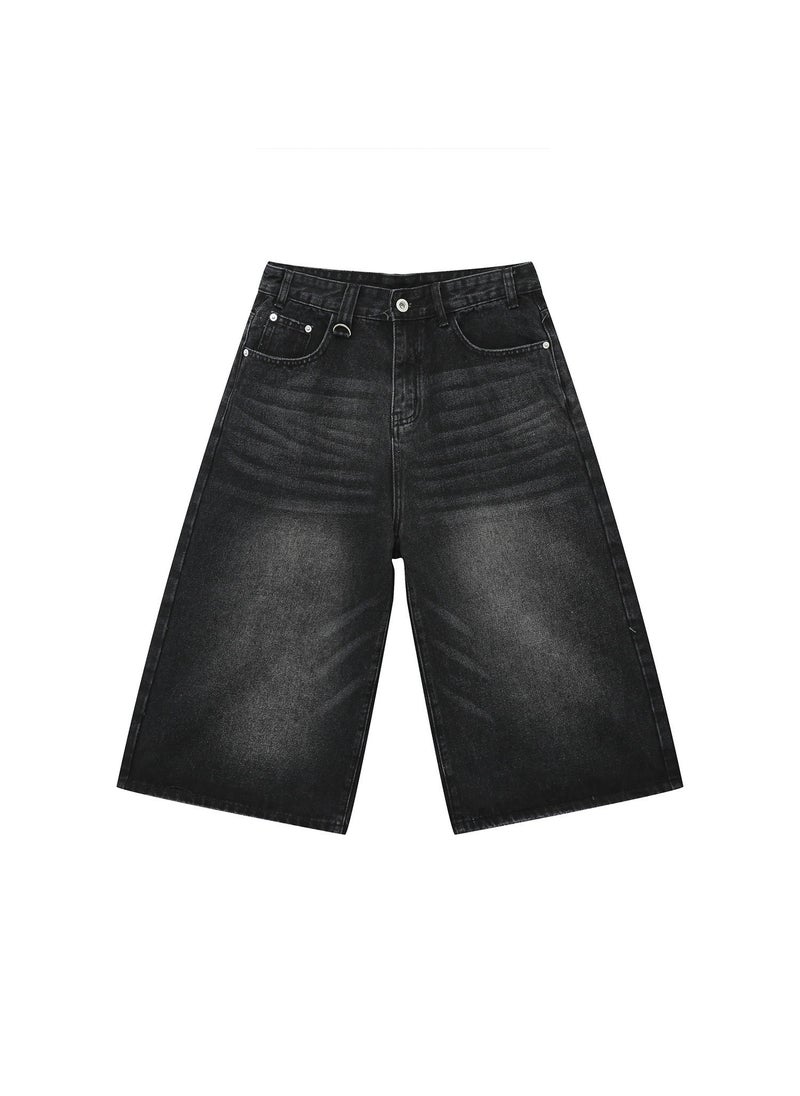 Mens Summer Trendy Navy Denim Shorts Black