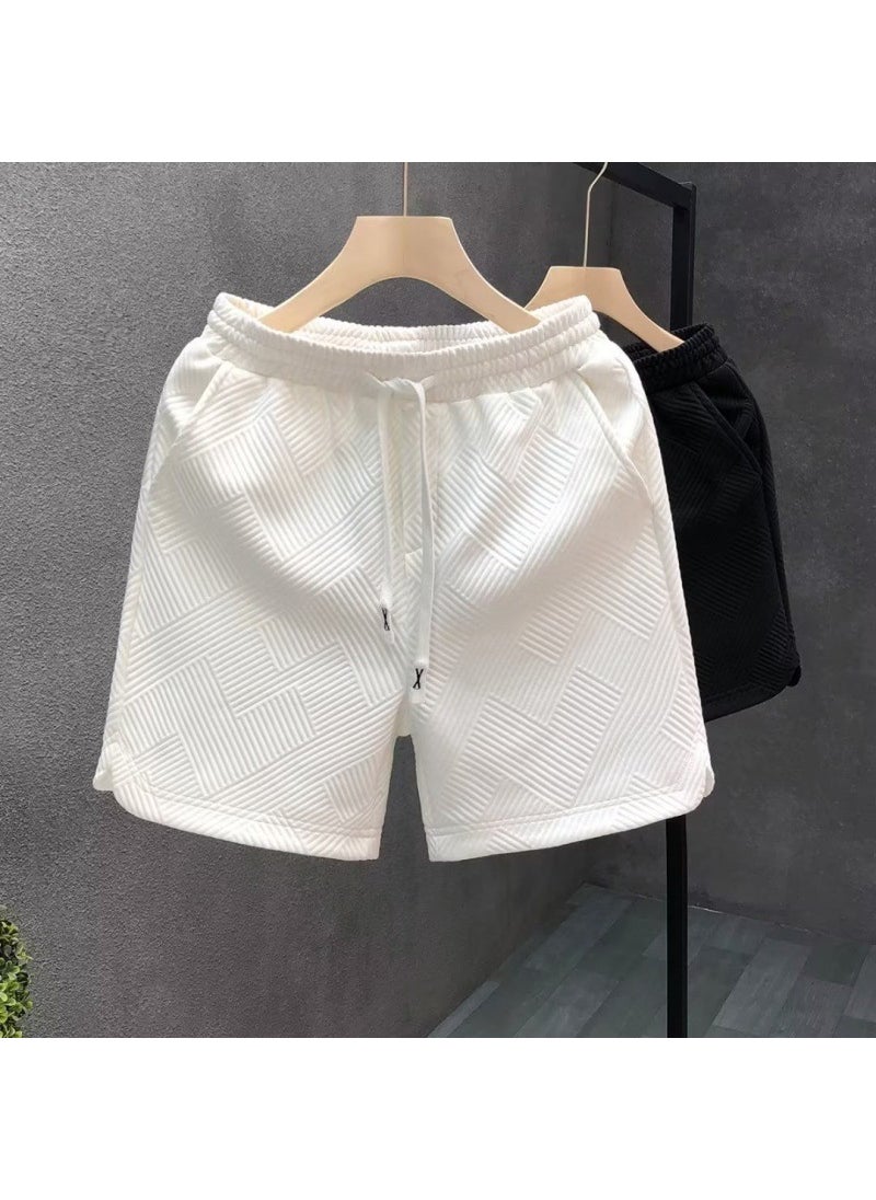 Summer Mens Loose Basketball Shorts White