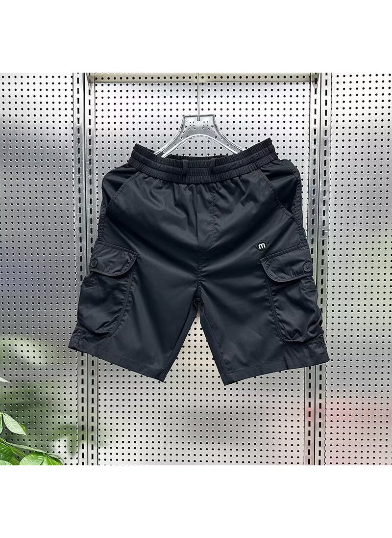 2023 Summer Rainbow Shorts with Large Pockets for Men D108 Black