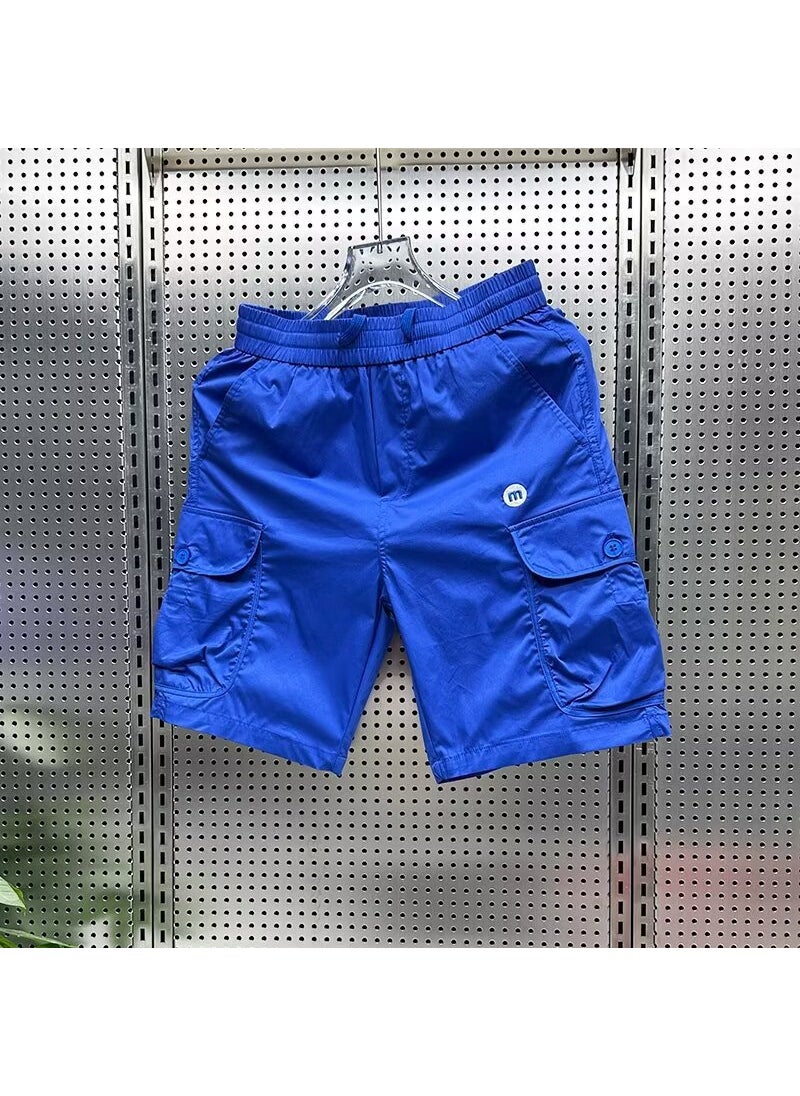 2023 Summer Rainbow Shorts with Large Pockets for Men D108 Blue