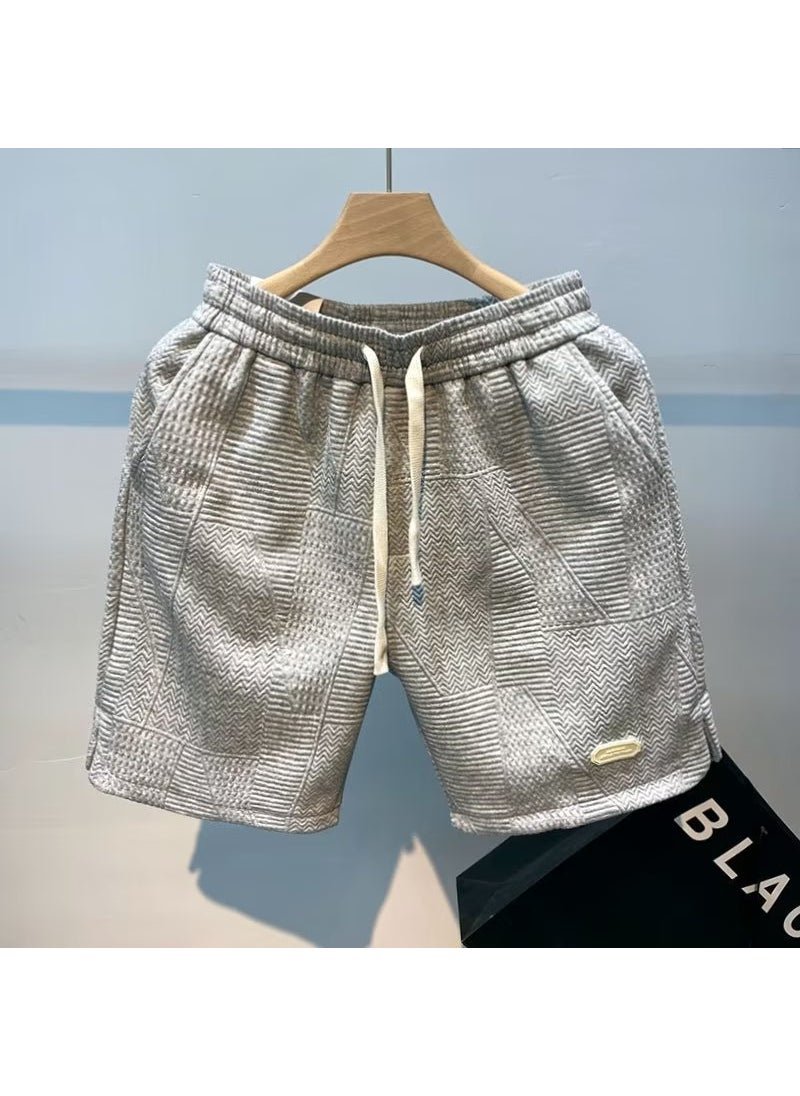 Mens Casual Summer Wavy Shorts Loose Fashion grey