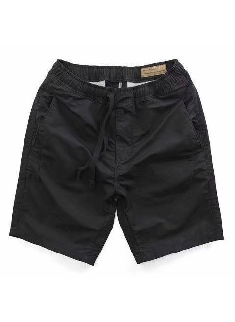 Summer Solid Color Mens Casual Cotton Shorts black