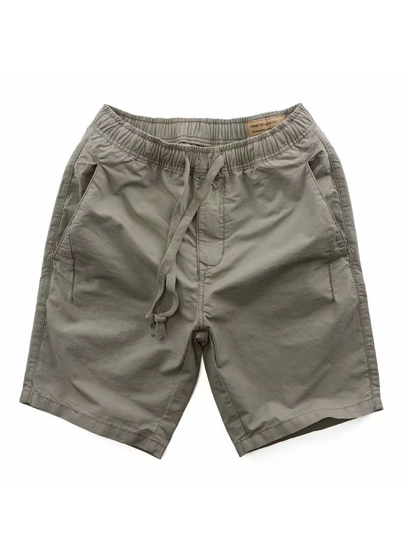 Summer Solid Color Mens Casual Cotton Shorts grey