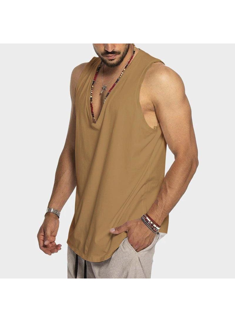 1 x 5 pcs Casual Sleeveless Sports Vest Khakis