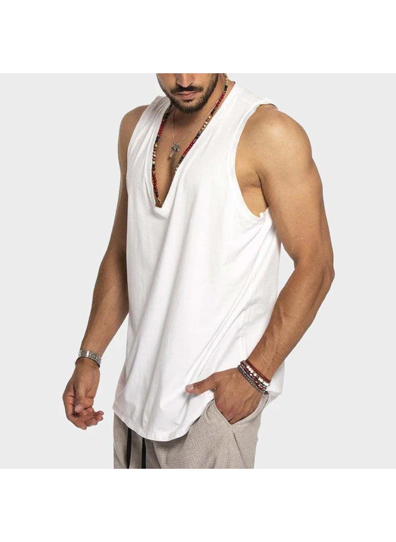 1 x 5 pcs Casual Sleeveless Sports Vest White