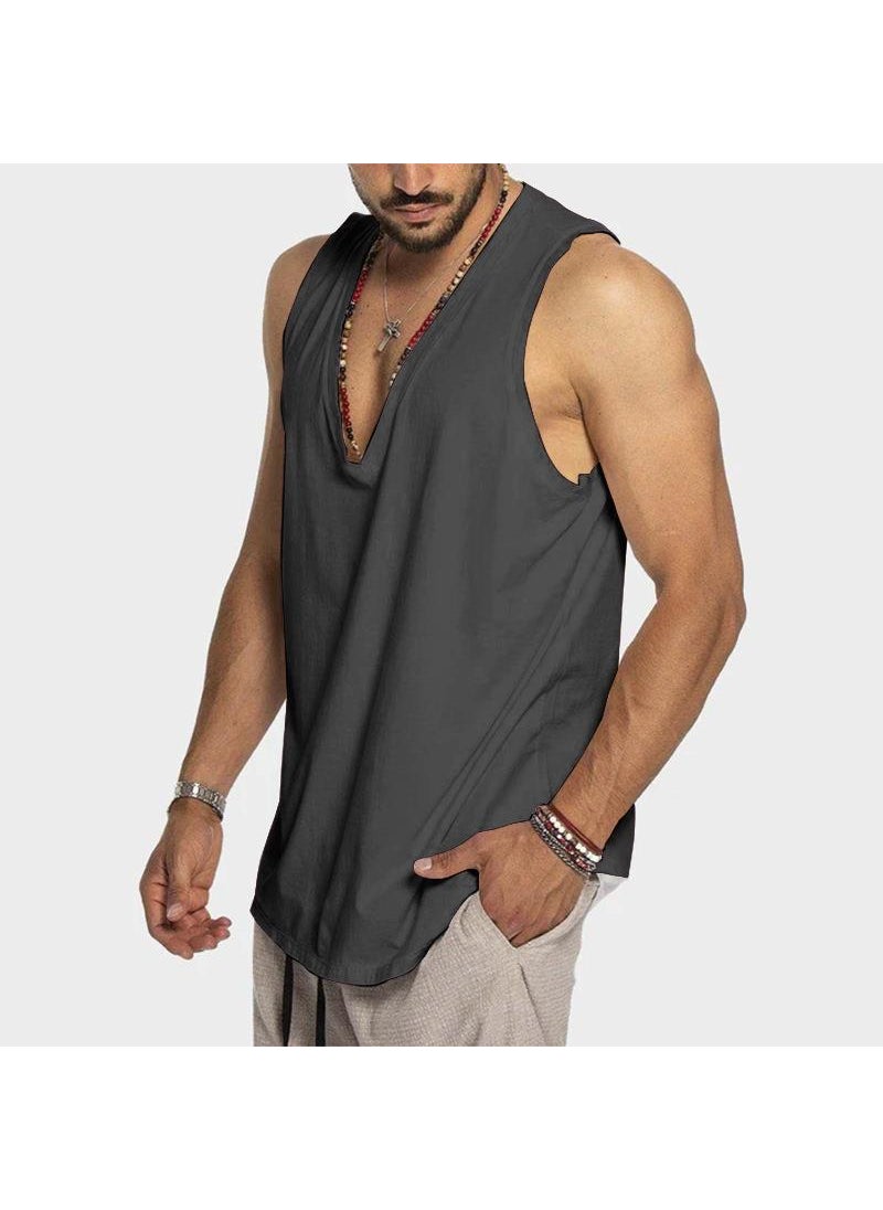 1 x 5 pcs Casual Sleeveless Sports Vest Dark gray