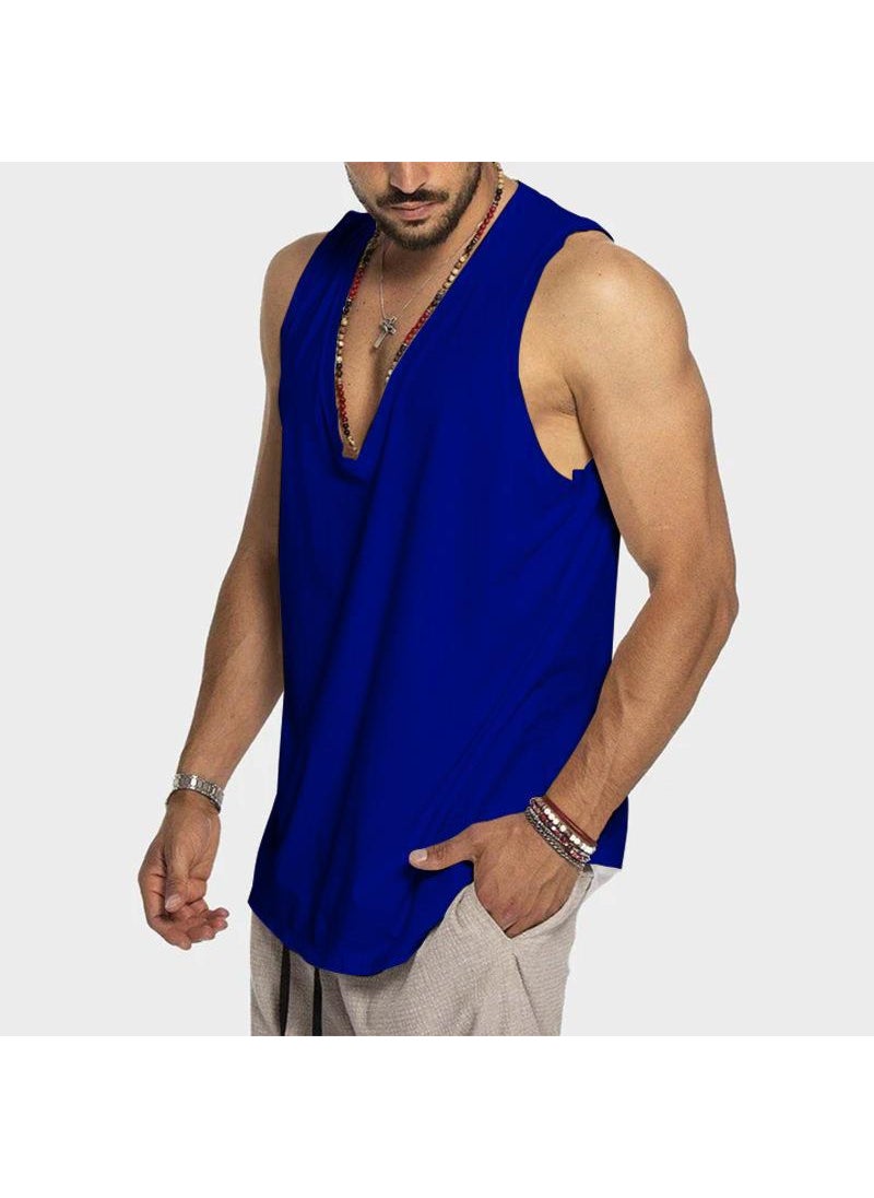 1 x 5 pcs Casual Sleeveless Sports Vest Sapphire Blue