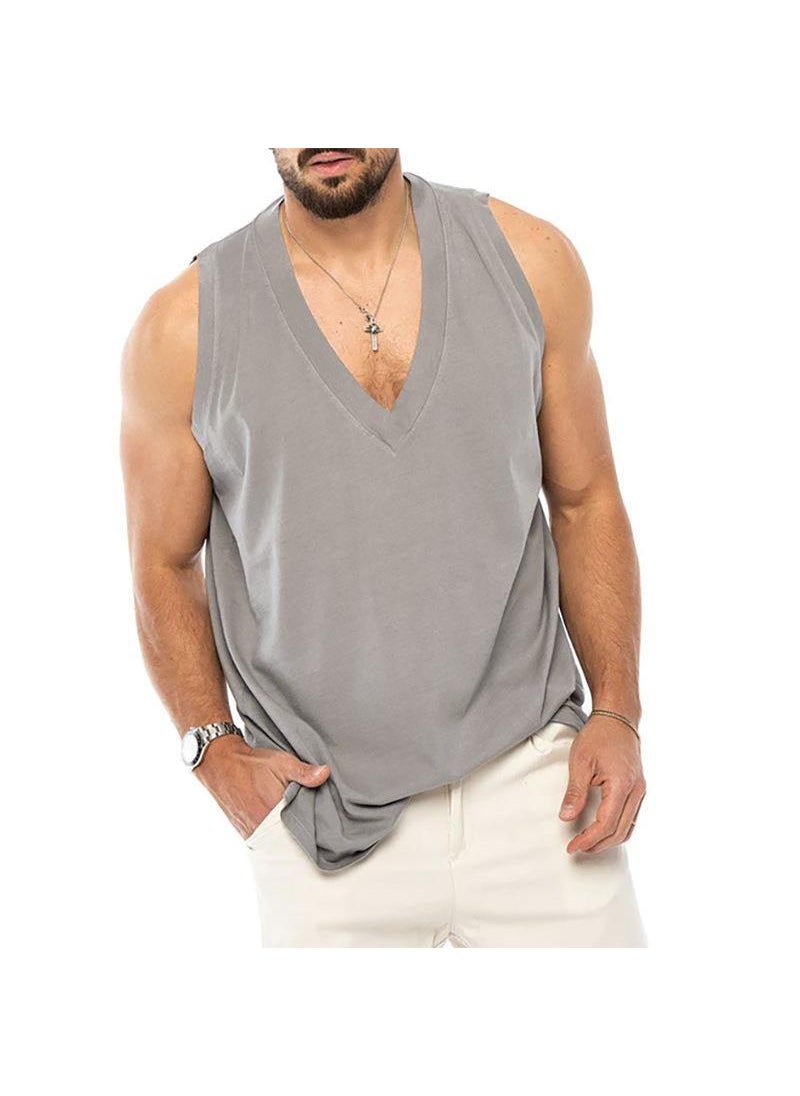 1 x 5 pcs Casual Sleeveless Sports Vest Light gray