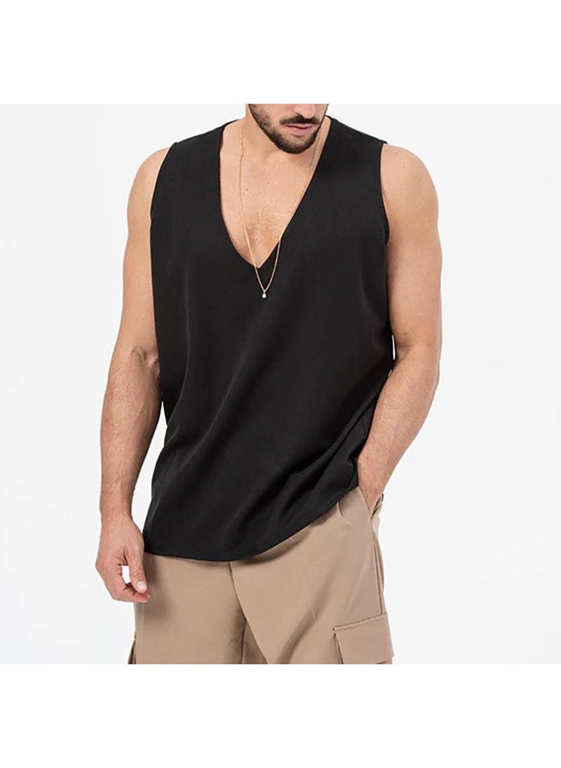 1 x 5 pcs Casual Sleeveless Sports Vest Black