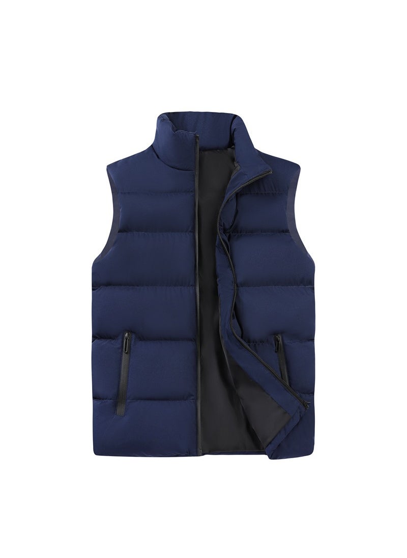 1 x 5 pcs New Mens Winter Puffer Vest Casual Loose Plus Size Dark blue