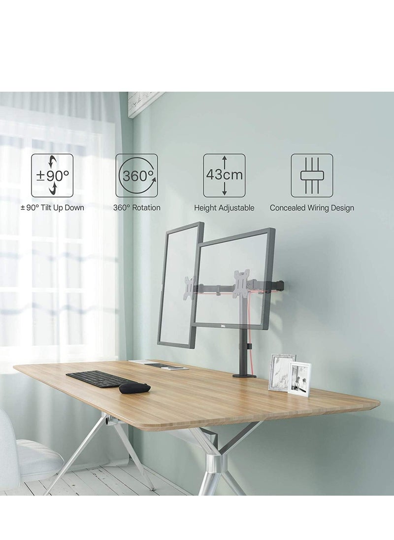 Dual LCD Monitor Desk Mount Stand – Heavy Duty, Fully Adjustable for 2 Screens Up to 27